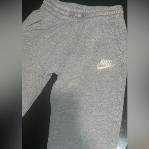 Nike Grey Kids Fleece Joggers with White Swoosh